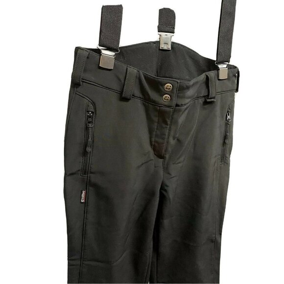 Vintage Killtec Black Insulated Waterproof Ski Snow Pants US 8 Suspender Stretch - Picture 3 of 12